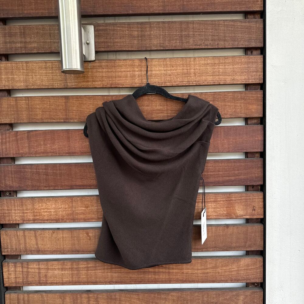 Staud Mabel Wool Sweater in Earth Brown - Picture 7 of 8